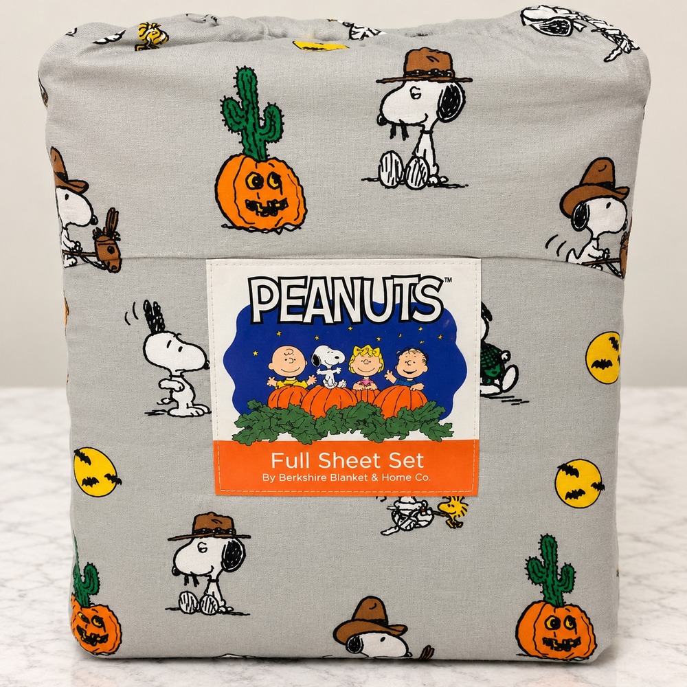Peanuts Halloween Full Sheet Set Berkshire Blanket Snoopy Pumpkin 4pc Seasonal